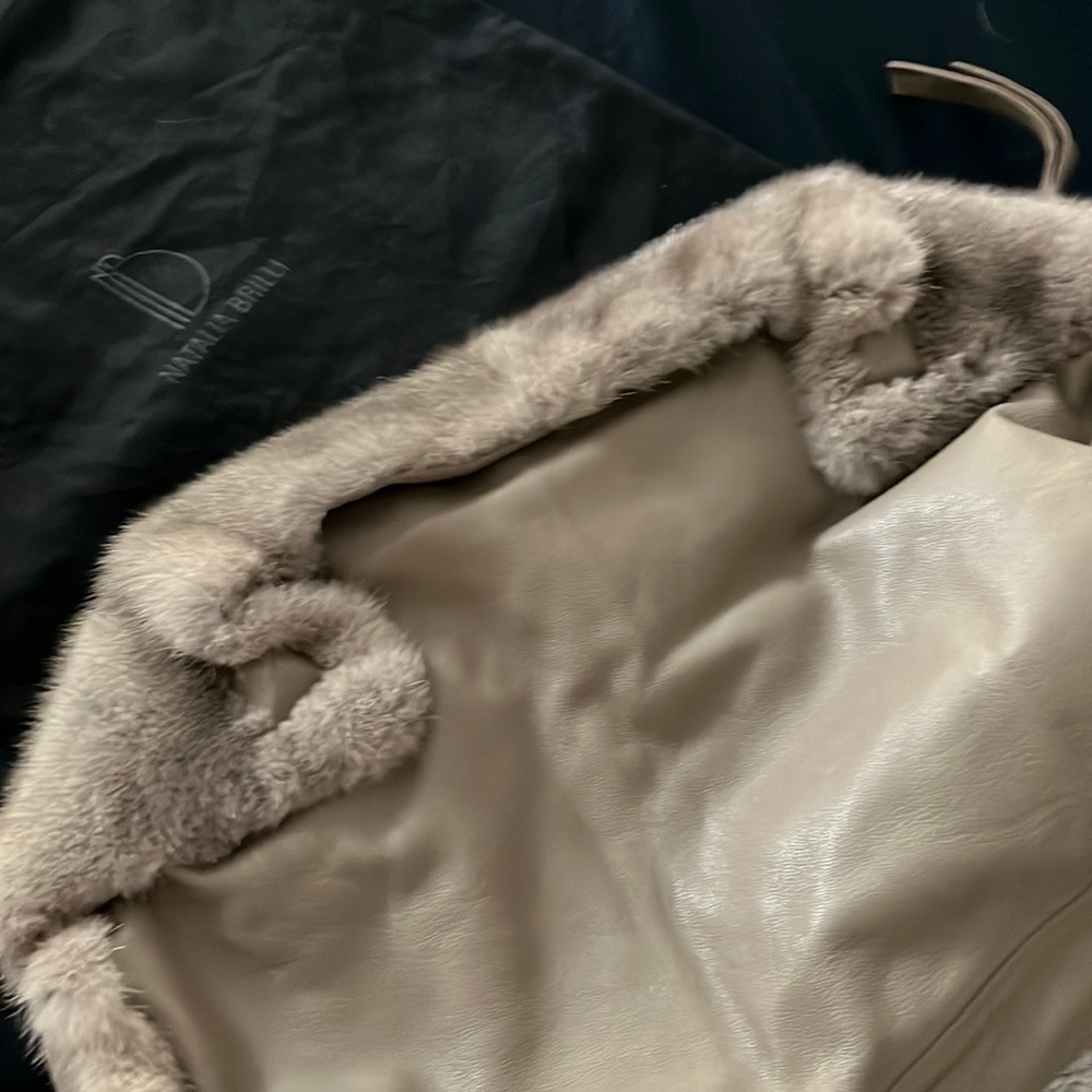 Natalia Brilli Mink Muff Clutch Bag in Clay Leather $3800